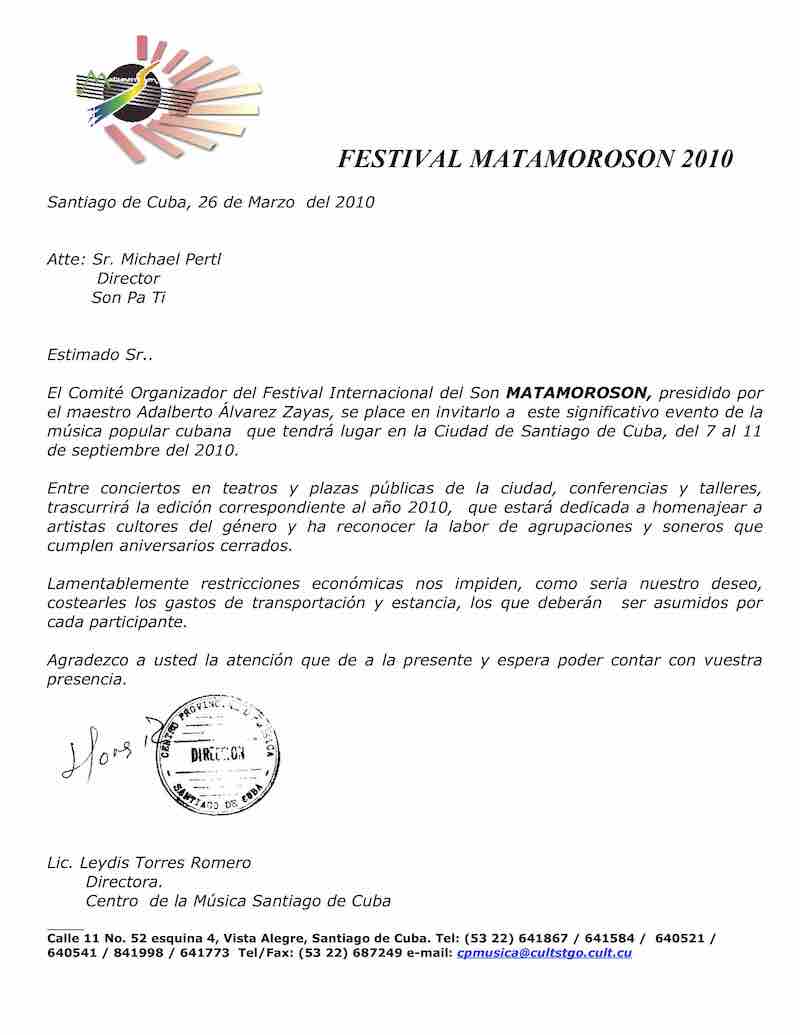 Einladung Festival Maramoroson, Cuba Image